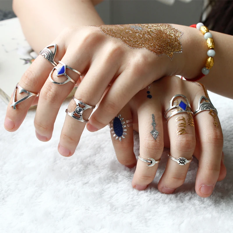 Миди Мода Богемия Винтаж Панк Boho Кольца состояние Для мужчин t для женщин пляж