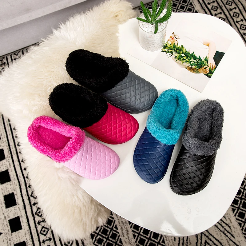 Классические садовые Туфли-сабо без застежки Женские зимние тапочки для