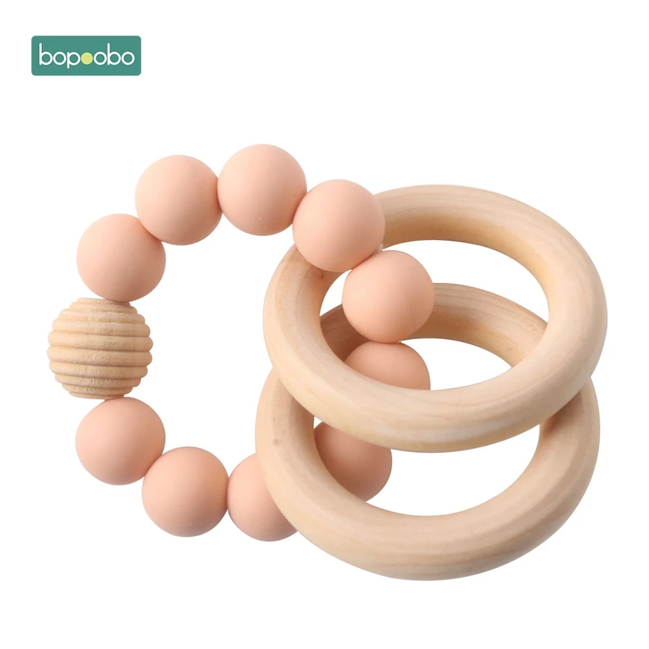 Peachy Rattle Bopobo 1 шт. для браслетов младенцев, силиконовые бусины-погремушки, браслеты, украшения для прорезывания зубов, деревянные бусины, BPA бесплатно, Детские Прорезыватели - Цвет: Peachy Rattle