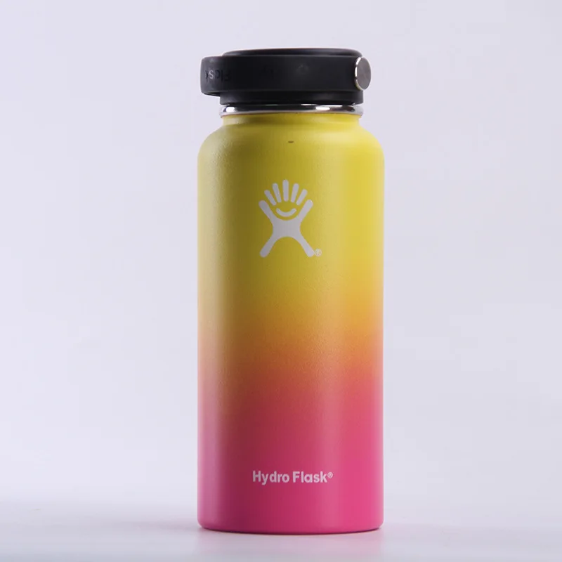 Gradient 1 Бутылка для воды из нержавеющей стали, бутылка для воды с вакуумной изоляцией, переносная термобутылка с широким горлом для путешествий, 32 унции/40 унций - Цвет: Gradient 1