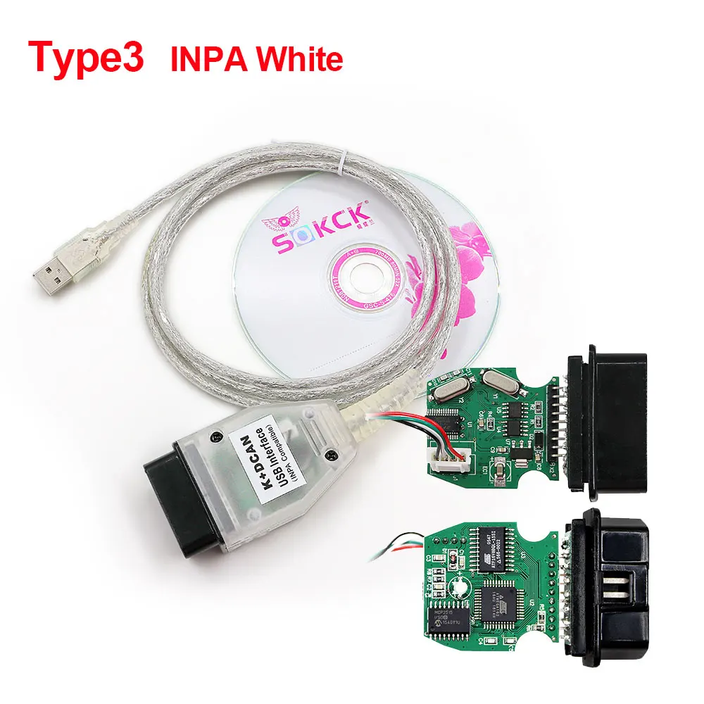 INPA Для BMVV INPA K+ CAN K CAN INPA с чипом FT232RL K DCAN USB интерфейс полный диагностический OBD2 кабель INPA для BMVV от 1998 до 2008 - Цвет: INPA