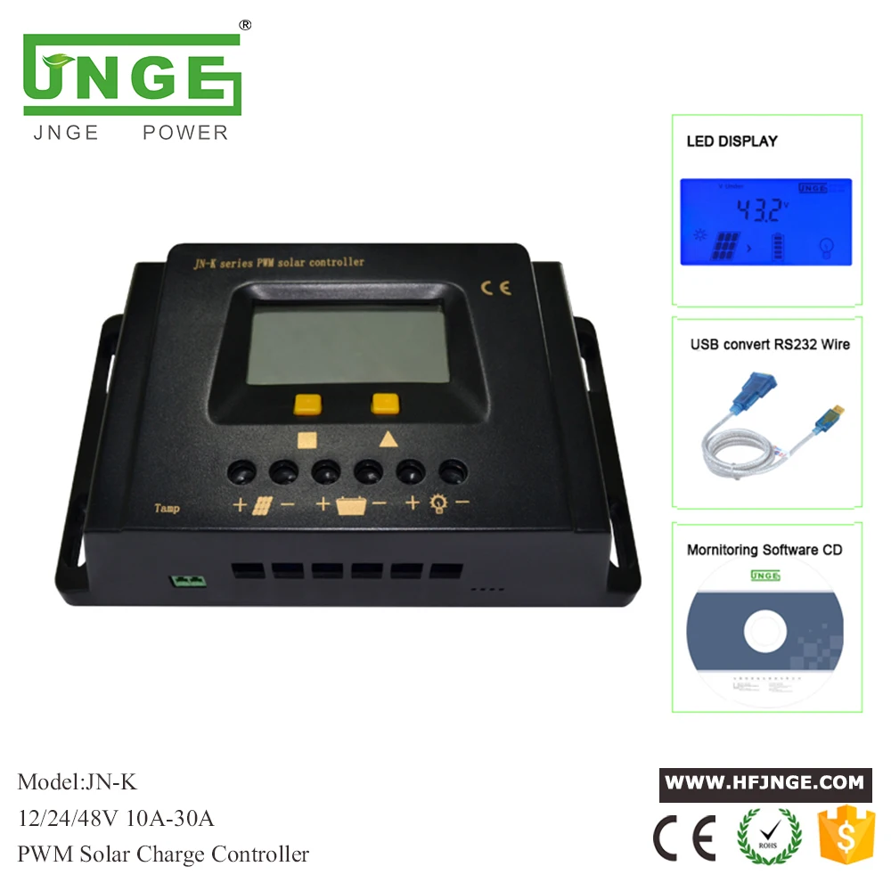 Контроллер заряда JNGE Power PWM 12 В 24 в 48 автоматический ЖК регулятор зарядного