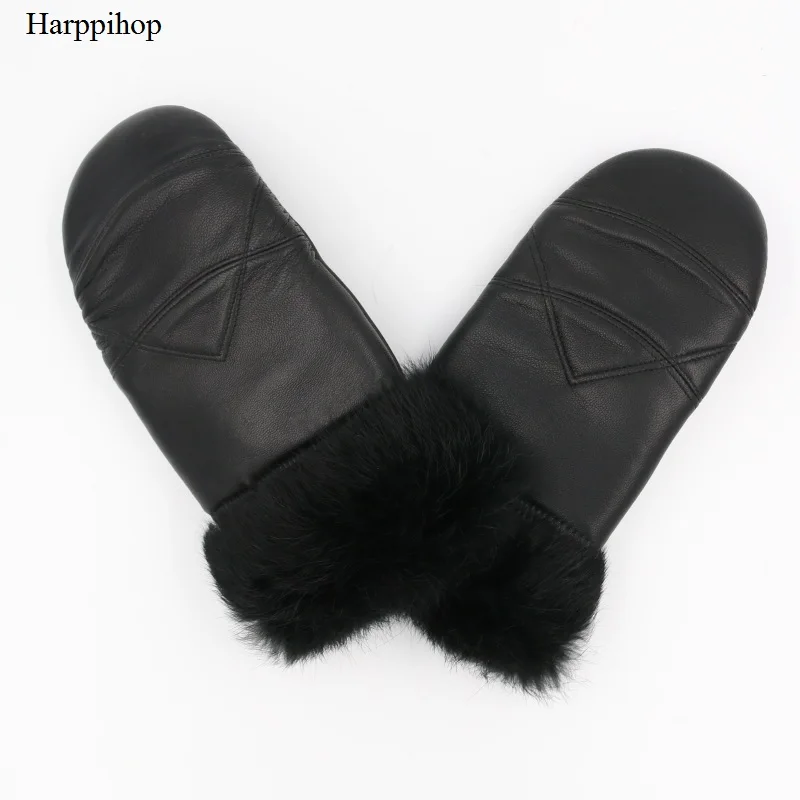 Зимние новые женские перчатки Harppihop из натуральной кожи без пальцев толстые