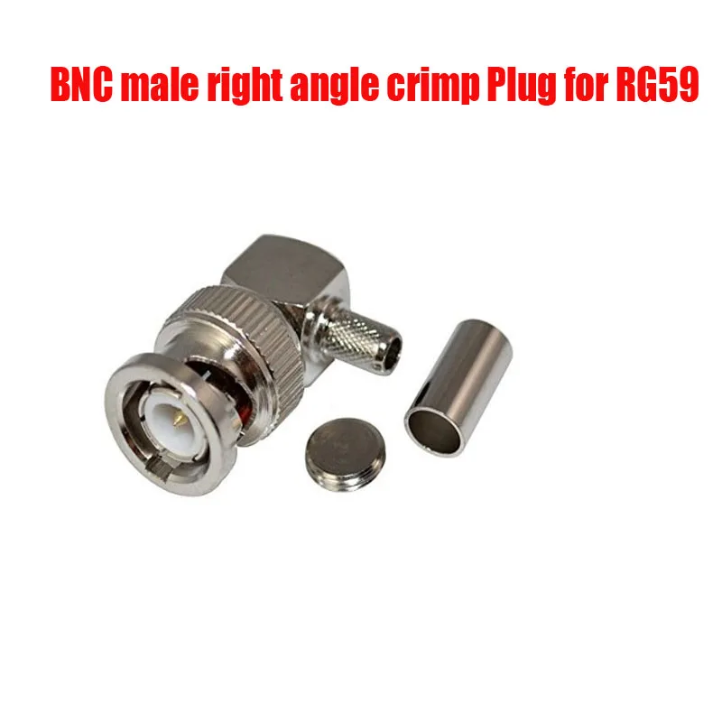 Free shipping 100PCS/Lot BNC male right angle crimp Plug for RG58  50-3  connector plugs RG58