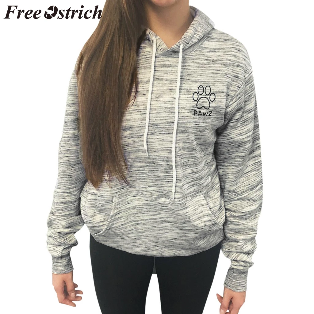 FREE OSTRICH Sweater Women Dog Paw Printing Long Sleeve O-Neck Pullover Youth Loose Female Keep Warm Autumn Knit | Женская одежда