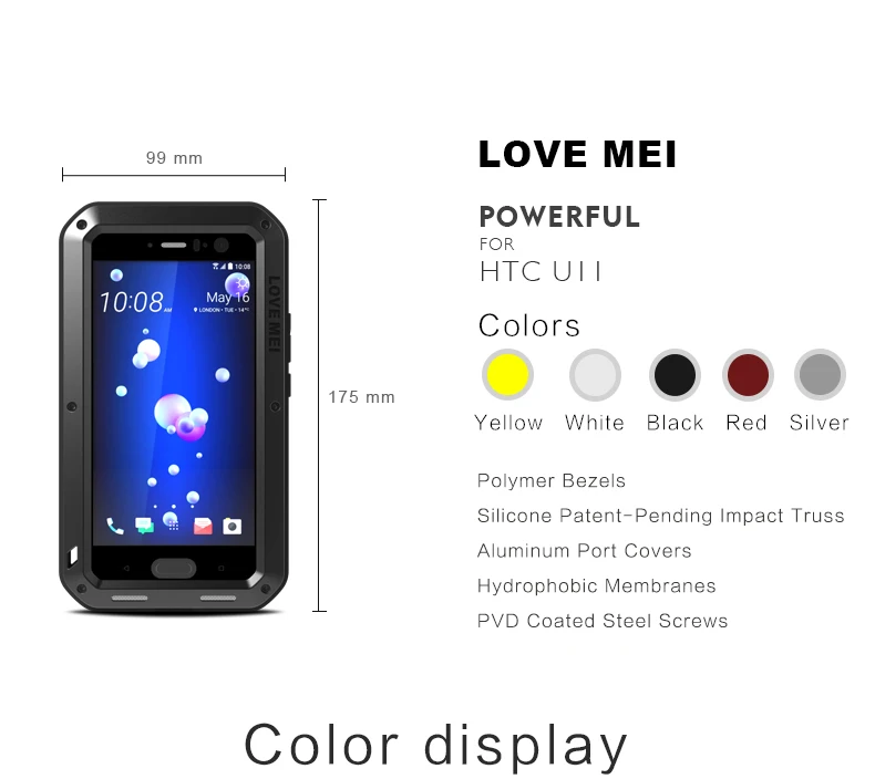 LOVE MEI металлический алюминиевый чехол для htc U11 сверхмощный защитный спортивный противоударный водонепроницаемый Мощный чехол для телефона для htc M10 U12 Plus