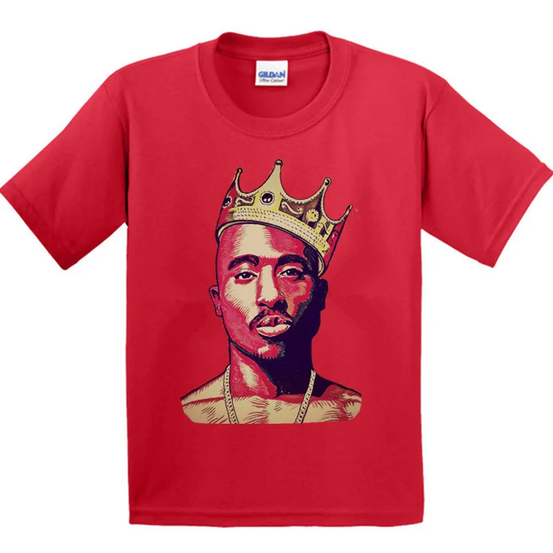 Детская футболка в стиле хип хоп Swag King 100% хлопок Tupac Amaru Shakur топы для мальчиков и