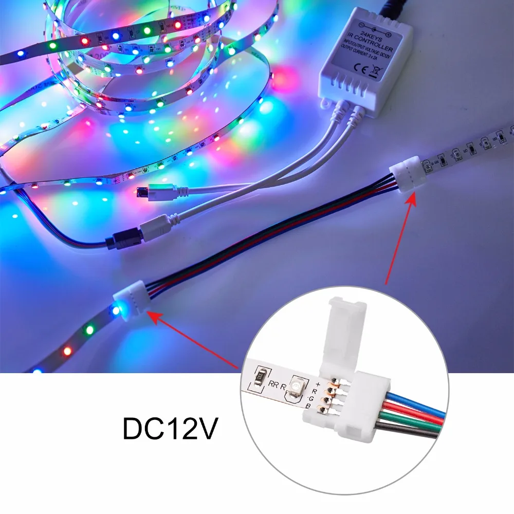 2Pin 4pin 8 мм 10 RGB один цвет L форма Solderless светодиодный разъем полосы монтажный