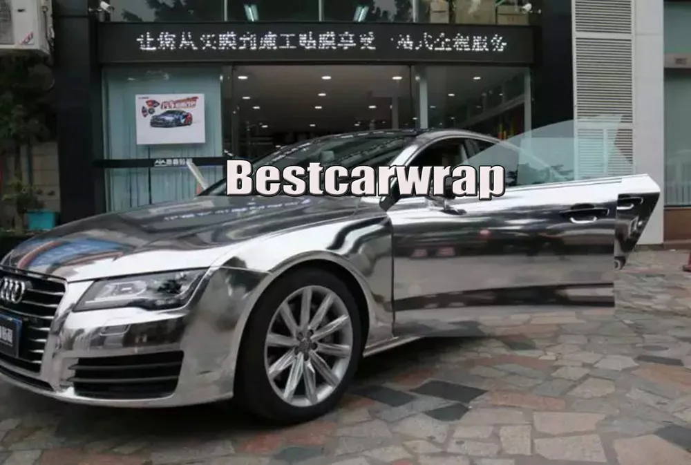 PROTWRAPS Silver Chrome Car Wrap Vinyl high stretchable With Air Bubble Free Vehicle Covering Fleixble foil 1.52*20M |