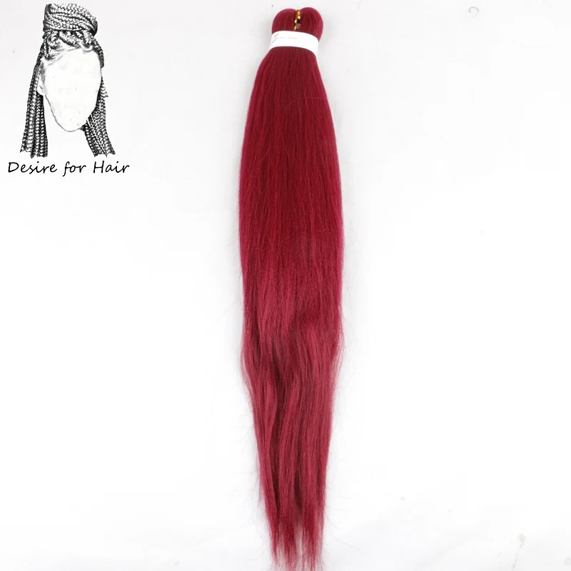 # Бордовый Desire for hair 10 упаковок 26 дюймов 90 г Синтетические Яки прямые предварительно растянутые плетеные волосы легко косички для коробок косички скрученные волосы - Цвет: # Бордовый