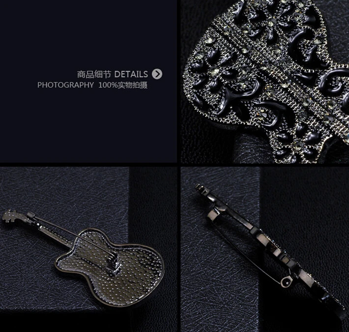 2016 Fashion broches Accessories Vintage guitar man Brooch Musical Instrument Brooches corsage Dress Gift Accessory Men | Украшения и