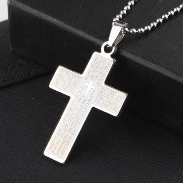 Крестообразный кулон из Библии бусины для ожерелья цепочка женщин и мужчин 316L