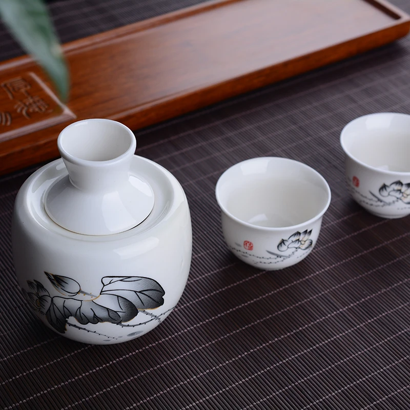 Ceramic 51-100ml Wine Warmer Household Set Chinese Hot Warm Bottle Sake Yellow Cup Small | Дом и сад