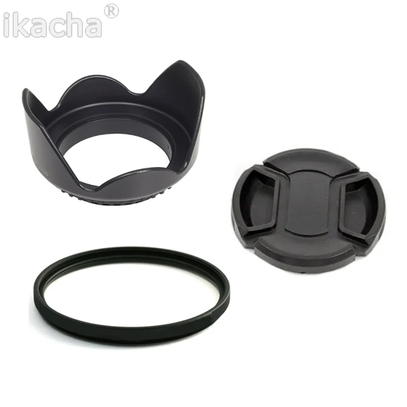 3 in1 49mm 49 mm Flower Lens Hood + Cap UV Filter For Canon Sony Nikon DSLR Camera Accessories | Электроника