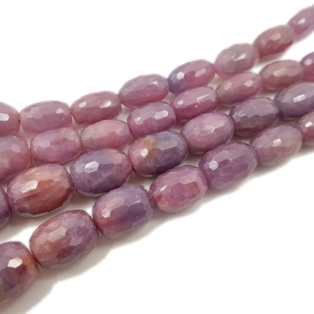 Lii Ji Natural Gemstone Ruby Drum Oval Shape Faceted beads Approx 5x10mm-12x15mm 38cm DIY Necklace Bracelet Making | Украшения и