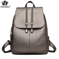 casual zipper backpack women shoulder bag leather backpack purse large capacity school bags for teenage girls travel bag mochila