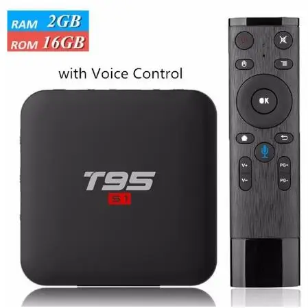 2G16G Voice Remote T95 S1 Android Smart tv Box Voice удаленный четырехъядерный 1G8G мини-ПК с светодиодный дисплеем 2,4G Wifi 6K потоковый медиаплеер - Цвет: 2G16G Voice Remote