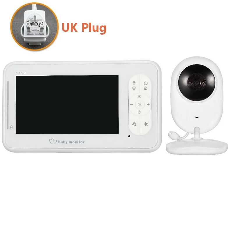 UK Adapter IMPORX 4.3 inch Color Wireless Lullaby Video Baby Monitor Security Camera 2 Way Talk Night Vision IR LED Temperature Monitoring - Цвет: UK Adapter