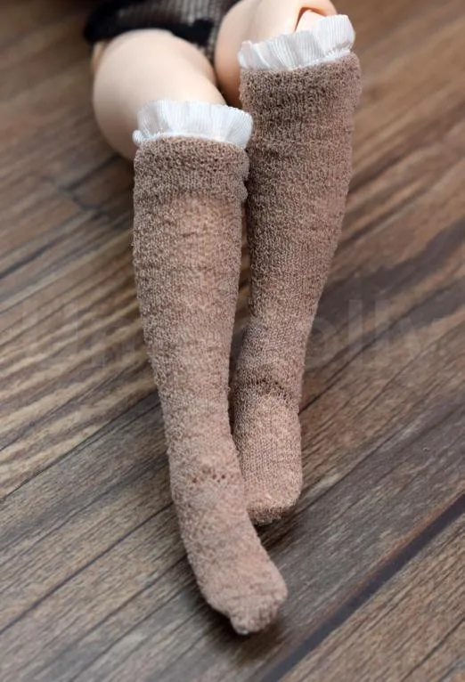 1 пара милые носки для кукол Блайт кружевной чулок для Barbies, Licca, Azone, High Doll, Momoko 1/6 аксессуары для кукольной одежды - Цвет: brown