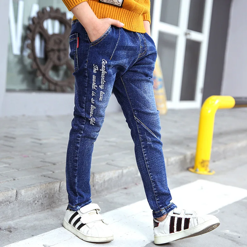 2018 Spring New Fashion Boys Long Full Length Tide Popular Jeans Letters Prints Children Trousers |
