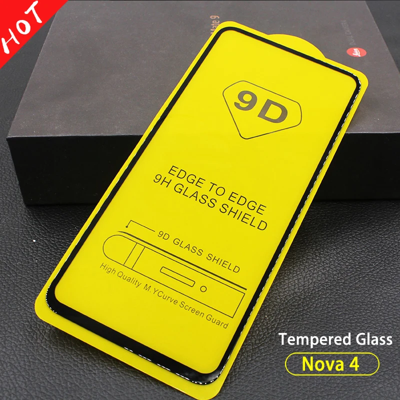 9D полное клеевое покрытие закаленное стекло Huawei Nova 4 Защитная пленка для экрана
