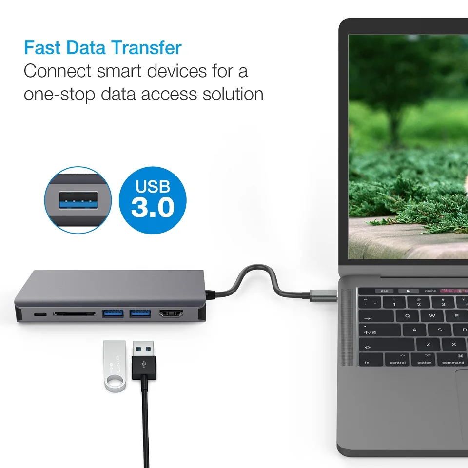 JZYuan USB C концентратор к HDMI 4K VGA Ethernet PD Thunderbolt 3 адаптер для Macbook Pro Samsung S9 Huawei P20 HUB