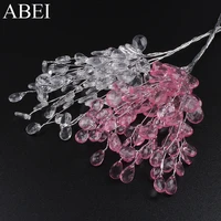 10pcslot 16cm length acrylic flower branch white pink flower string for wedding party home craft decoration diy flower bouquet