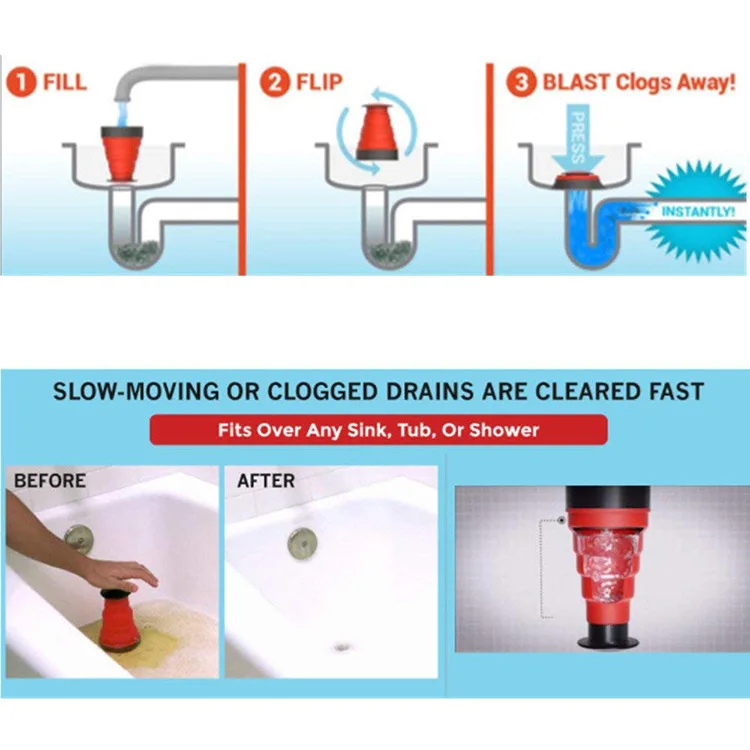 1PCS Manual Clog Cannon Air Power Toilet Bath Sink Drain Blaster Cleaning Tools | Дом и сад
