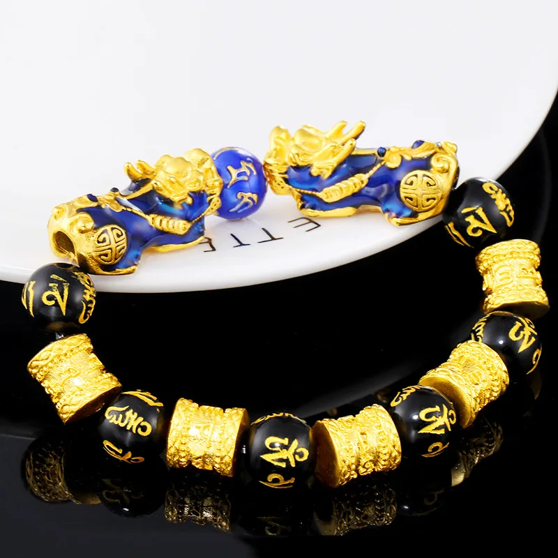 Новое поступление 12 мм бисер меняющий цвет Pixiu браслет шесть символов истинные