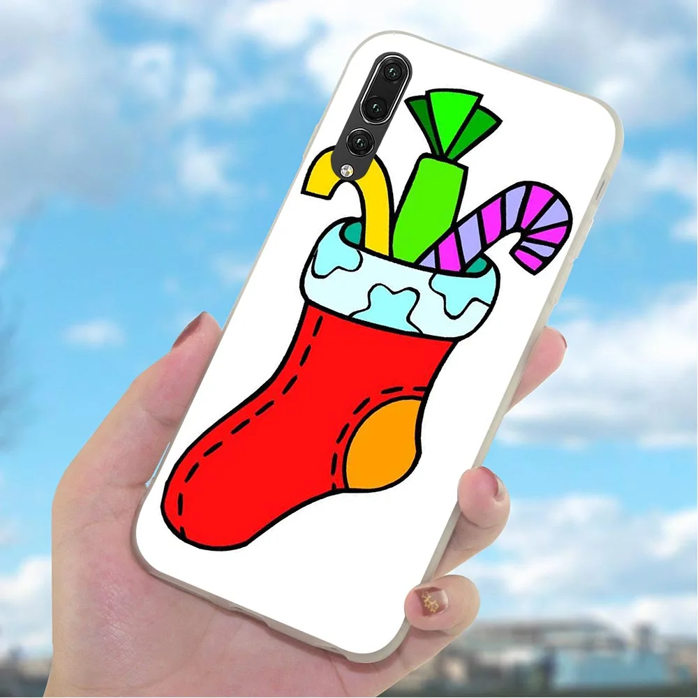 Мягкий новогодний чехол из ТПУ для телефона Huawei Honor 6A 10 8 9 Lite 7A Pro 7X 7C Y6 Prime Nova 3