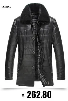 Gours Winter Genuine Leather Jackets for Men Fashion Brand Black Long Sheepskin Overcoats with Wool Collar New 4XL HS10023