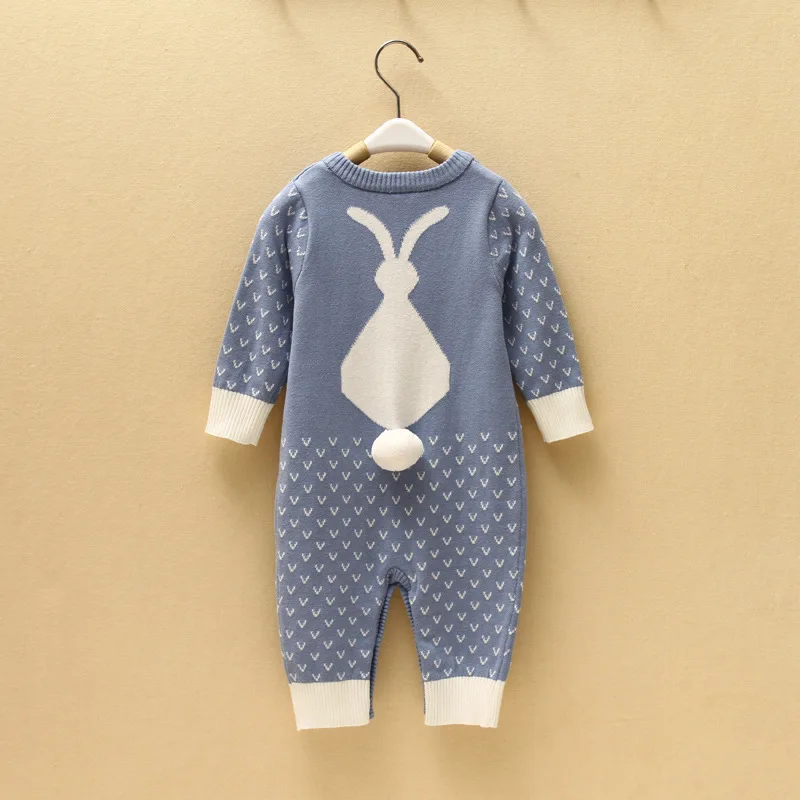 Новинка детские комбинезоны 2019 вязаные с кроликом для мальчиков и девочек милые