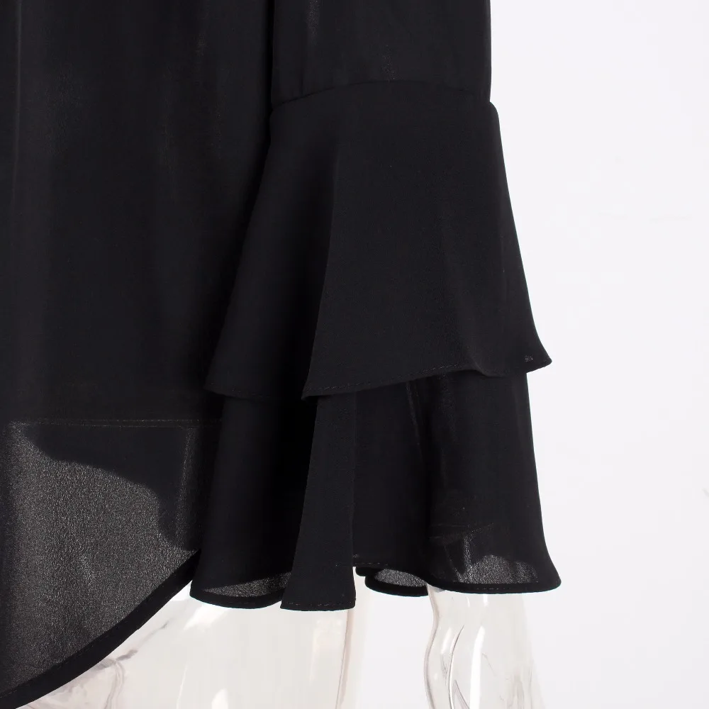 Весенне осенняя блузка для женщин длинный рукав клеш рубашка с открытыми плечами