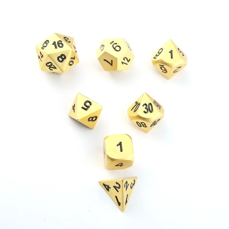 Игральные кости DND металлические Rpg набор многогранные подземелья и дракон черные настольные игры цинковый сплав желтый цифровой D& d кубики шаблон D6
