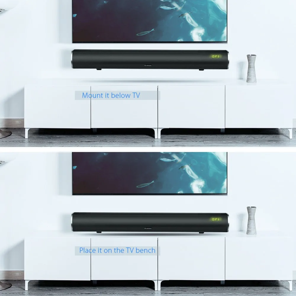 Arvicka дома Театр Саундбар 60 Вт Беспроводной Sound Bar 2.1 оптического канала Bluetooth ТВ с