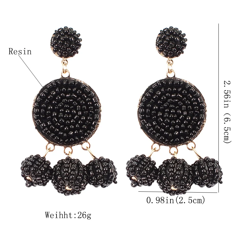 Женские серьги подвески MANILAI Boho из полимерных бусин круглые ручной работы