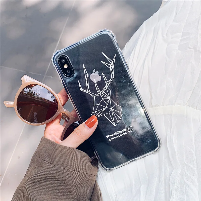 Новый elk phone Чехол для iPhone 6 6s 7 8 Plus X XR XS Max Deer мягкие прозрачные уголки из ТПУ