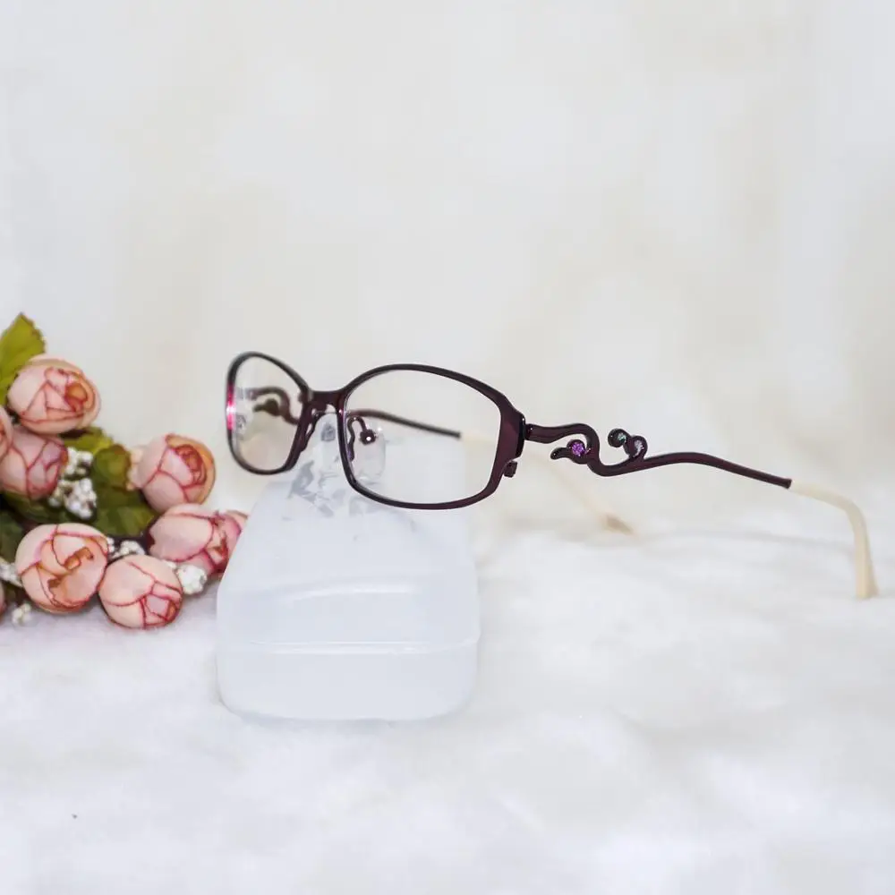 Ретро женские очки в оправе прозрачные линзы Oculos De Grau сплав роскошные очки для глаз Цветочные оптические оправы винтажные многоцветные - Цвет оправы: Коричневый