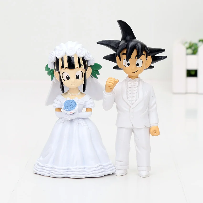 2 шт./компл. Dragon Ball Z 7,5 см/11 см Сон Гоку Чичи Свадебные игрушки из ПВХ фигура дракон свадебные фигурки комплект