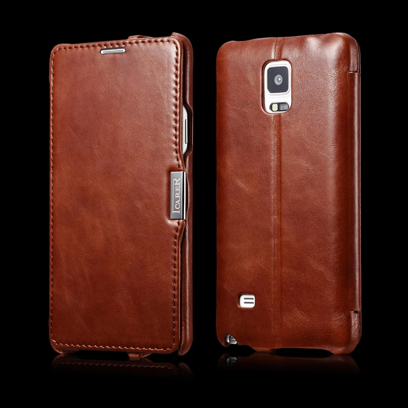 Note 4 icarer Роскошный чехол-книжка из натуральной яловой кожи для samsung Galaxy Note4 N9100