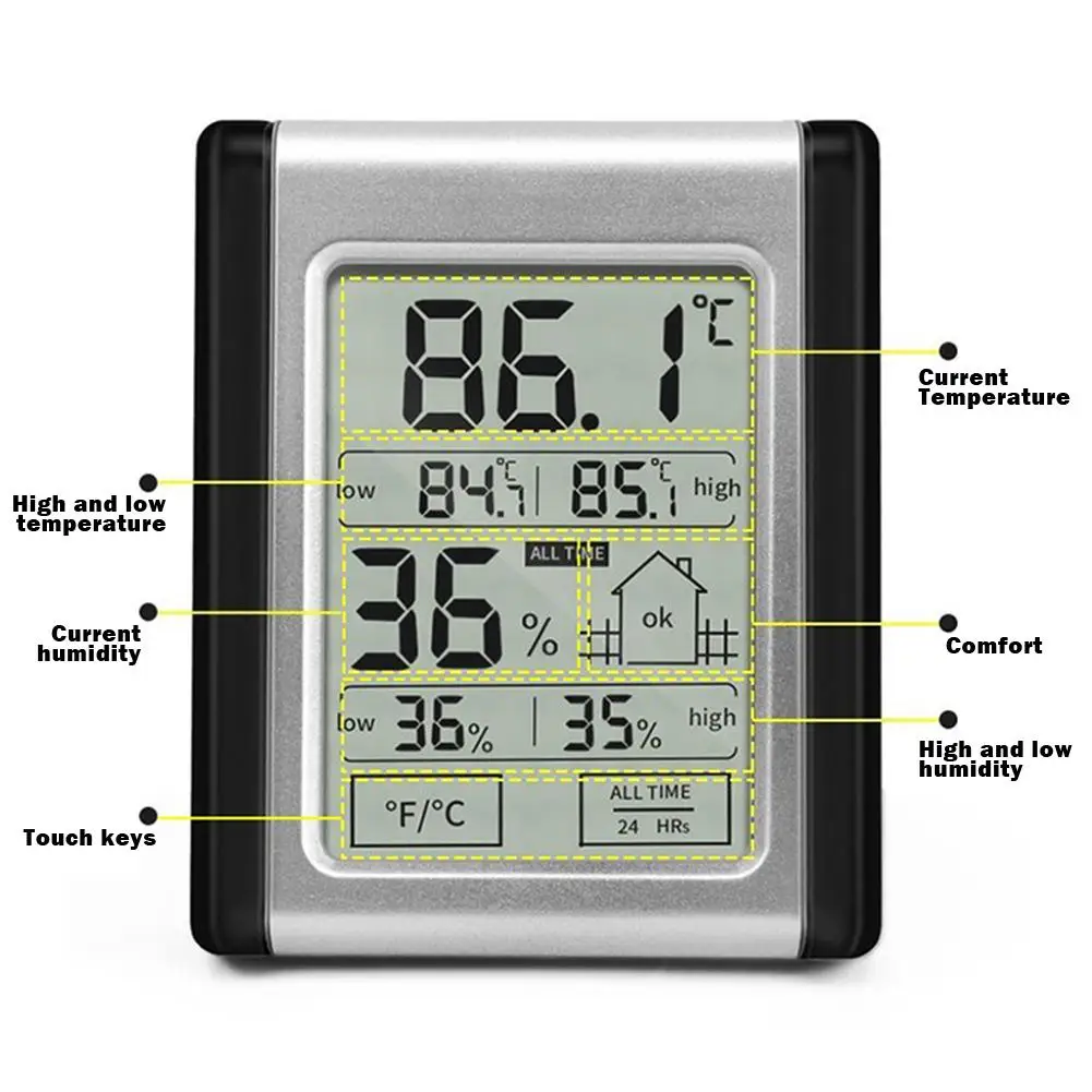 ЖК-дисплей цифровой электронный термометр и монитор влажности вертикальное