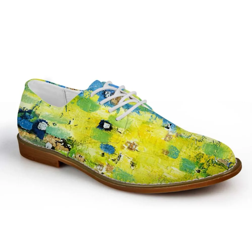 WHEREISART/Повседневные Туфли-оксфорды для подростков ручная роспись принт с маслом