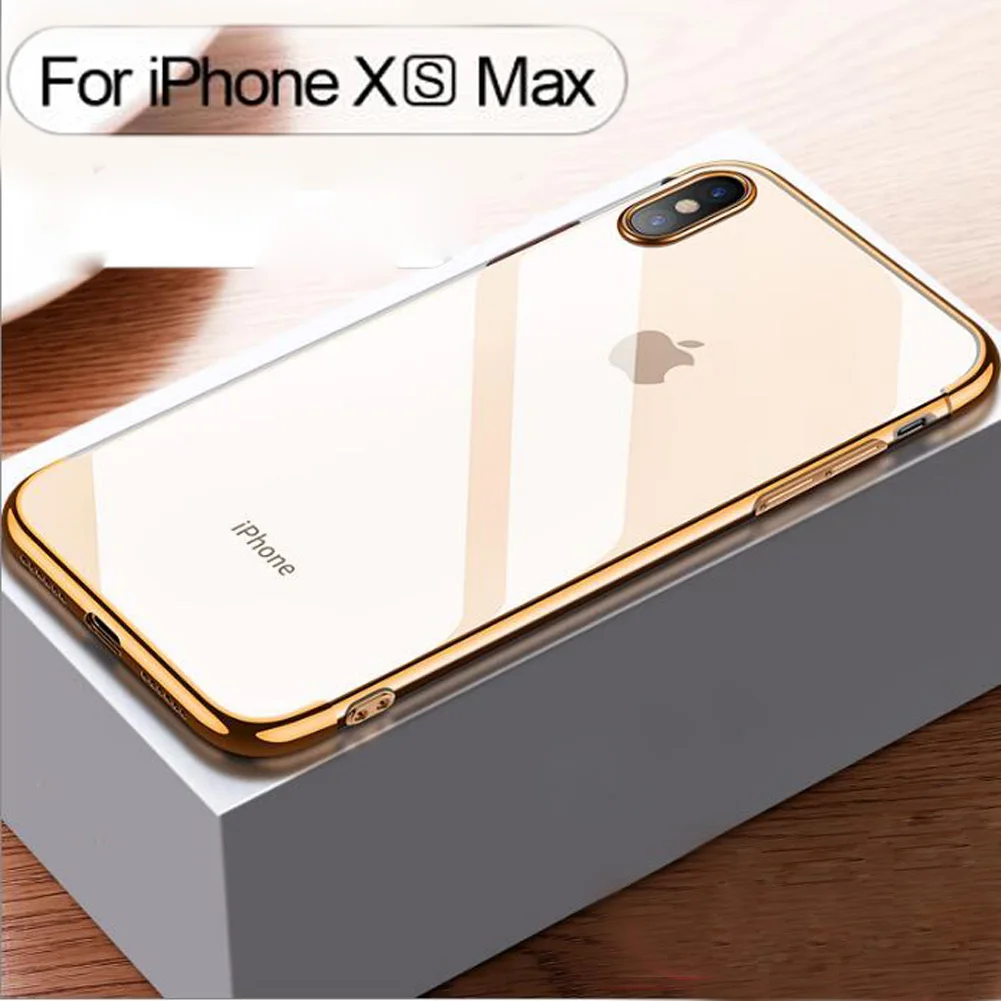 Роскошный силиконовый прозрачный чехол для iPhone XS Max Мягкий из ТПУ Рамка