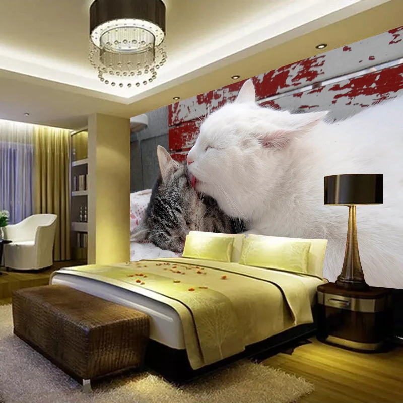 JiaSheMeiJu Custom 3D Stereo Beautiful Cat Photo Wallpaper Wall Covering Living Room Bedroom Dining Mural | Обустройство дома