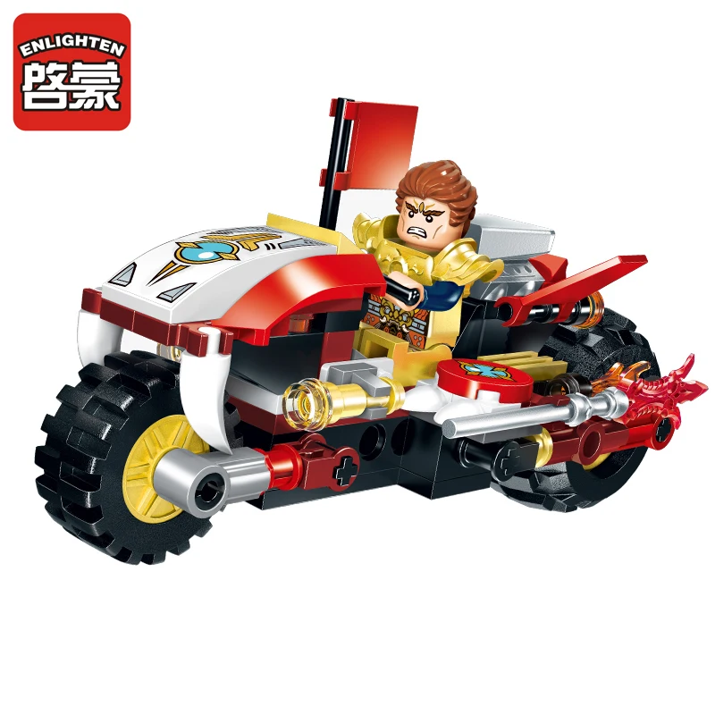 Просвещения Building Block создание the Gods борзая мотоцикл 2 фигурки 116 шт. Развивающие