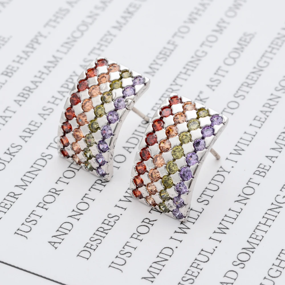 Циркон серьги в Новинка Мода прямоугольник для 2018 женщин/девочек самые красивые