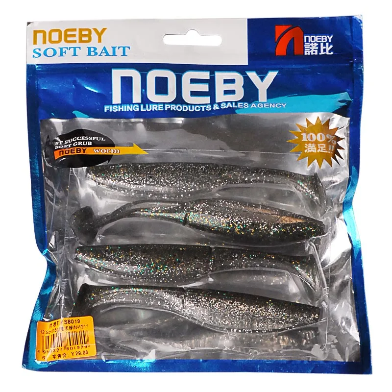 NOEBY 4 шт 12 5 cm 15g одиночный Т хвост Мягкая рыболовная приманка Sabiki блесны