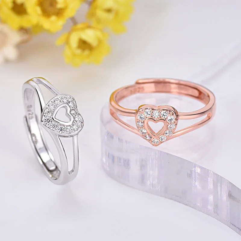 Женское Обручальное кольцо в форме сердца с цирконием 925 пробы серебряное