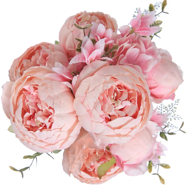 style 3 rose pink Luyue 13 филиал/Букет Искусственные цветы Пион яркие Флорес искусственный шелк роза Свадебный декор венок железа дома - Цвет: style 3 rose pink