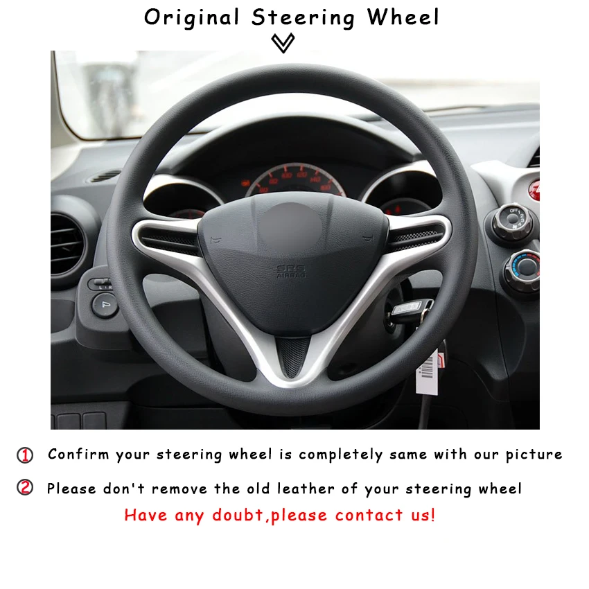 Черная кожа красная искусственная для Honda Fit 2009 2013 City Jazz|car steering wheel cover|steering coverwheel
